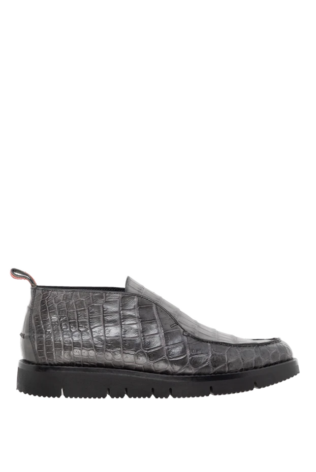 Лоферы из кожи аллигатора серые мужские - фото 1
