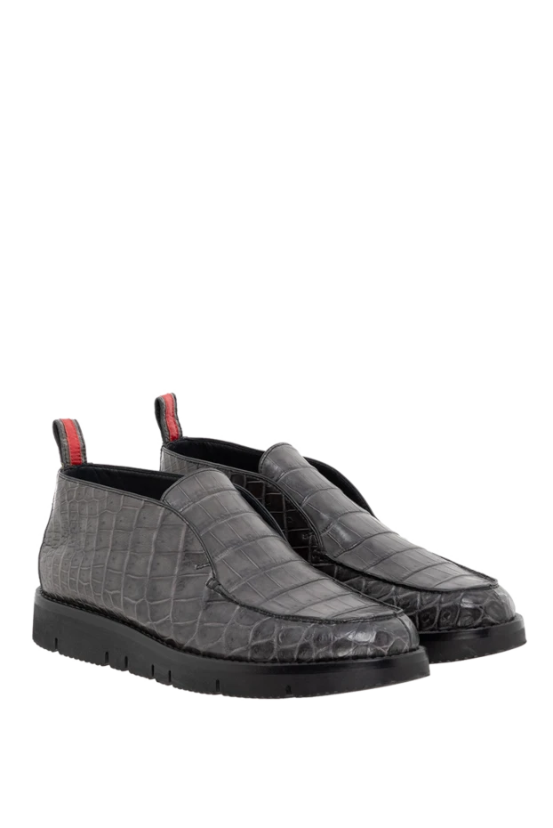 Cesare di Napoli лоферы из кожи аллигатора серые мужские 185480 - фото 3