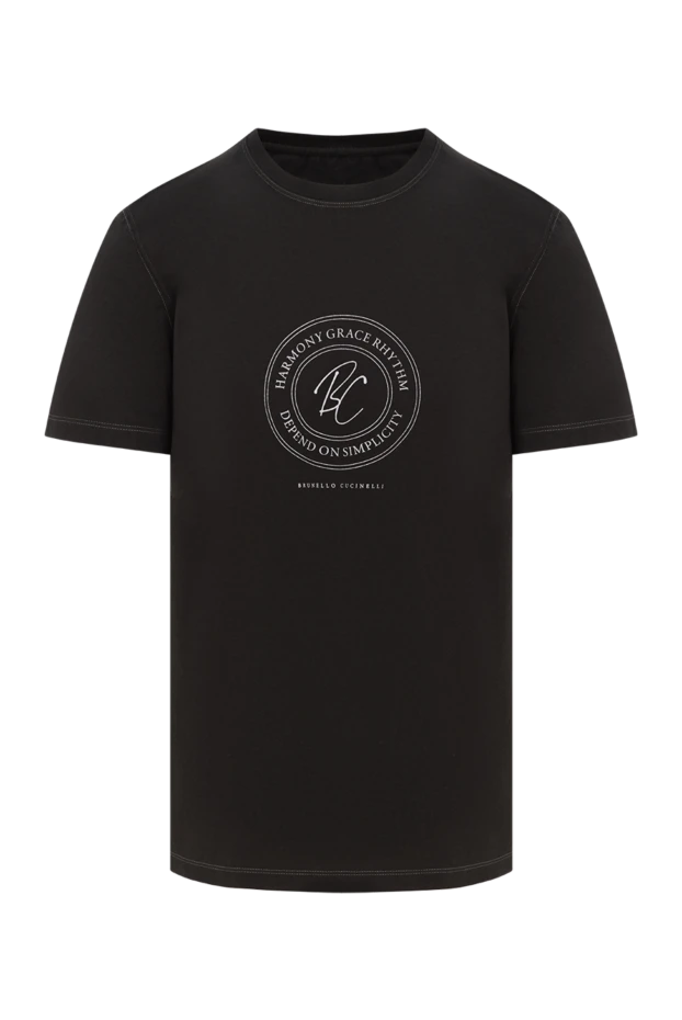 Men's brown cotton T-shirt with print - photo 1