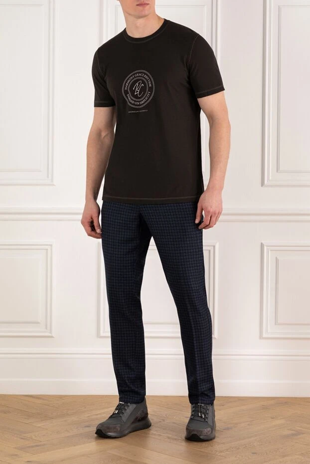 Men's brown cotton T-shirt with print - photo 2