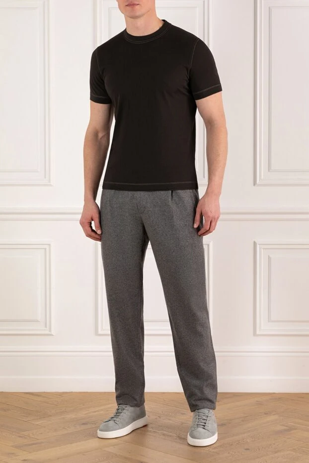 Brunello Cucinelli ерлерге арналған мақтадан жасалған қоңыр түсті футболка 185487 - фото 2