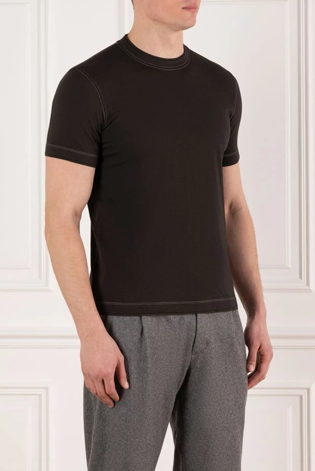 Brunello Cucinelli ерлерге арналған мақтадан жасалған қоңыр түсті футболка 185487 - фото 3