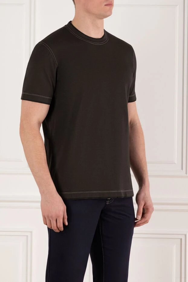 Brunello Cucinelli ерлерге арналған мақтадан жасалған футболка, қоңыр 185488 - фото 3