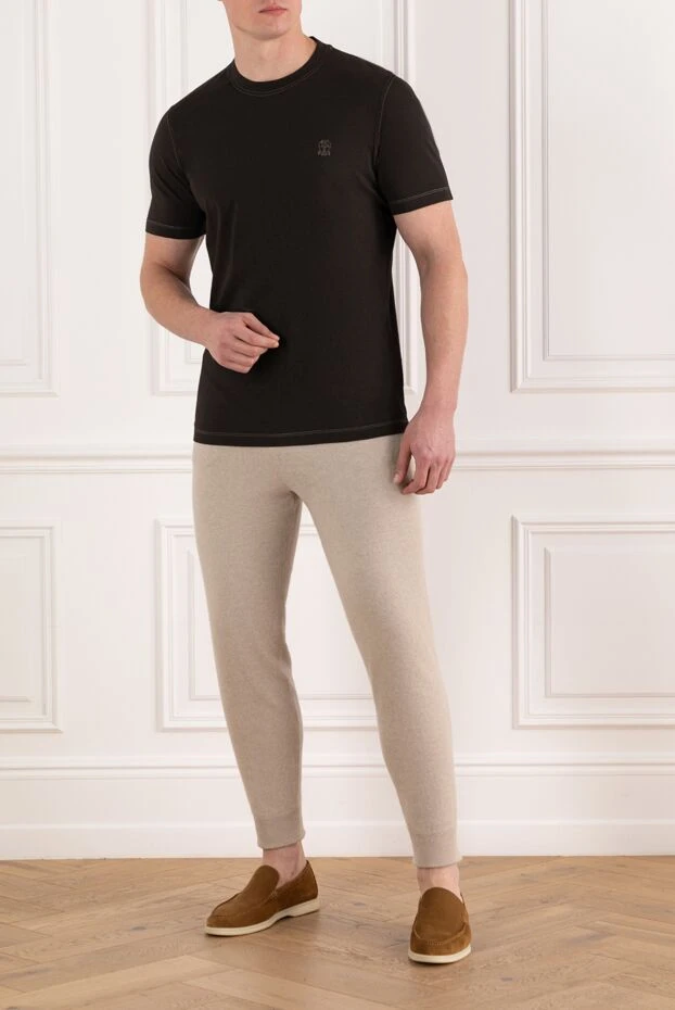 Brunello Cucinelli ерлерге арналған мақтадан жасалған қоңыр футболка 185490 - фото 2