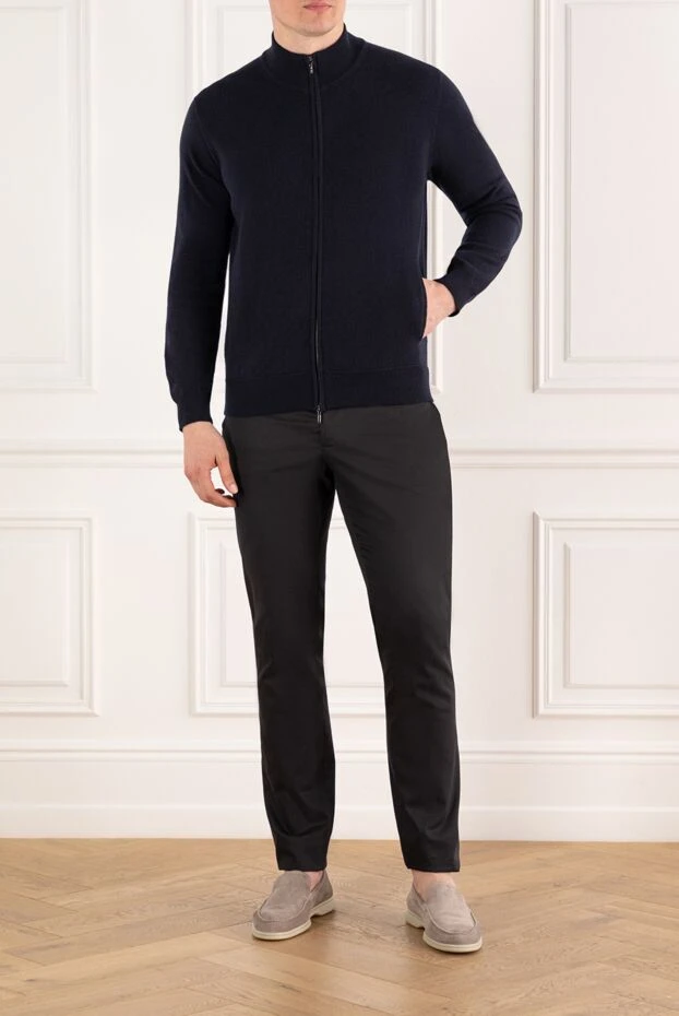 Loro Piana бала кашемирінен жасалған найзағайлы классикалық бомбардир күрте, көк 185502 - фото 2