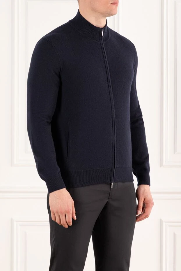 Loro Piana бала кашемирінен жасалған найзағайлы классикалық бомбардир күрте, көк 185502 - фото 3