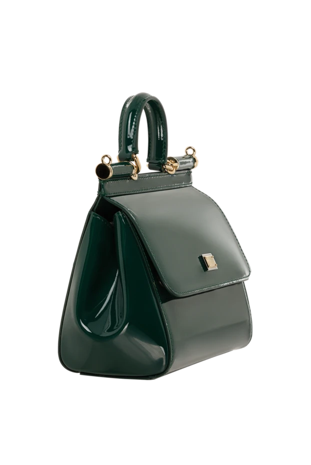 Dolce & Gabbana зеленая сумка sicily среднего размера из лакированной кожи 185503 - фото 3