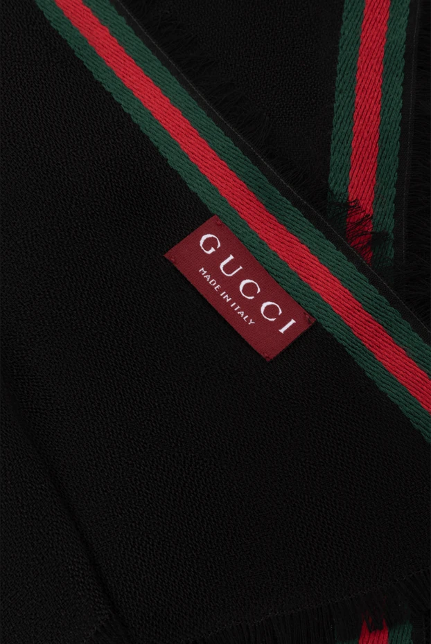 Gucci men's black scarf with fringe 185534 - photo 3