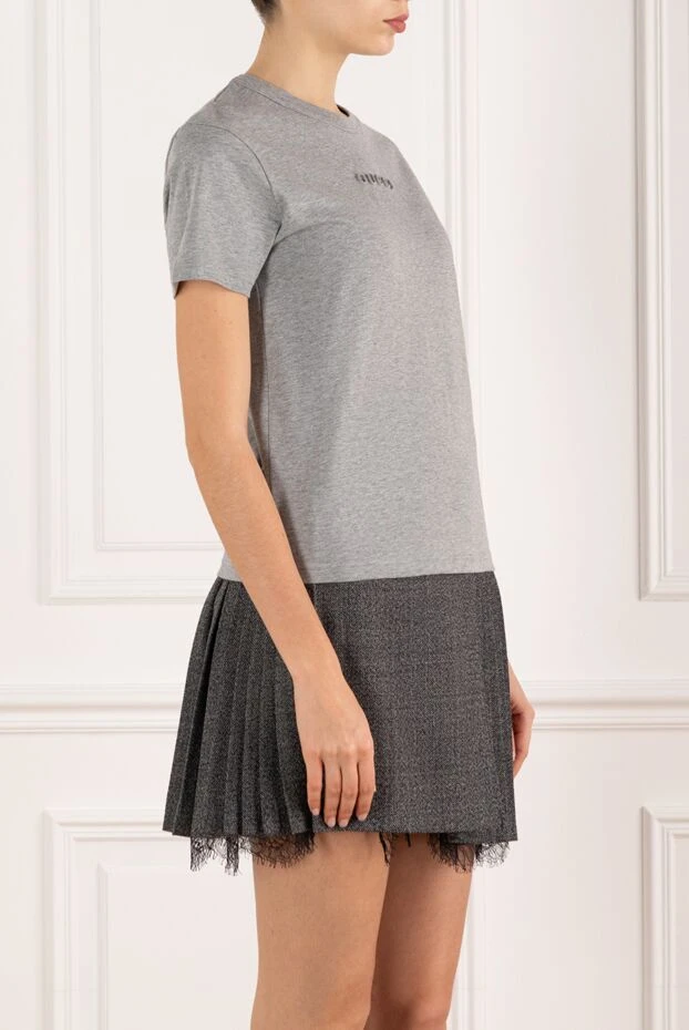 Gucci футболка серая меланжевая женская с логотипом 185539 - фото 3