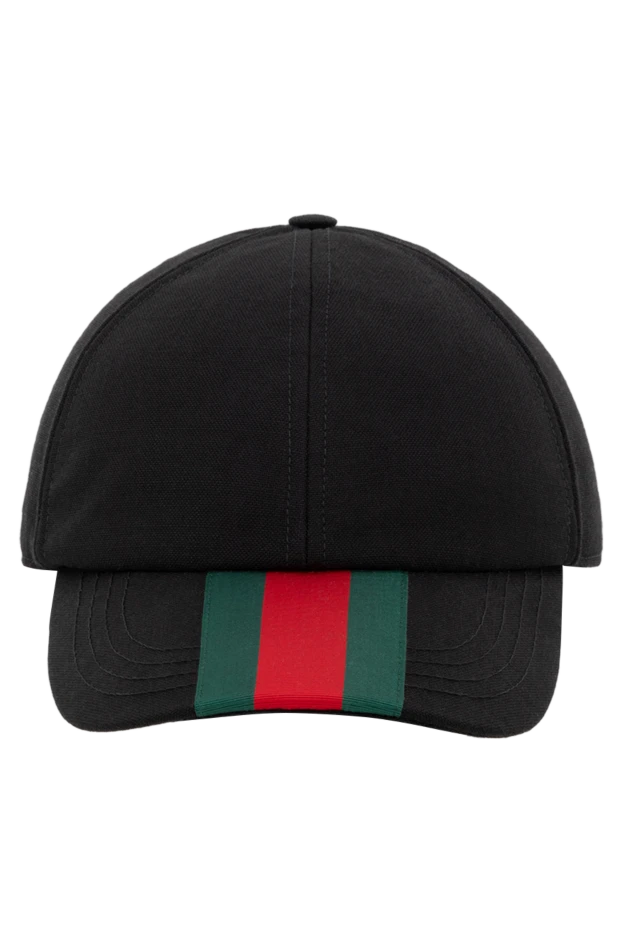 Men's black cotton cap with logo - photo 1