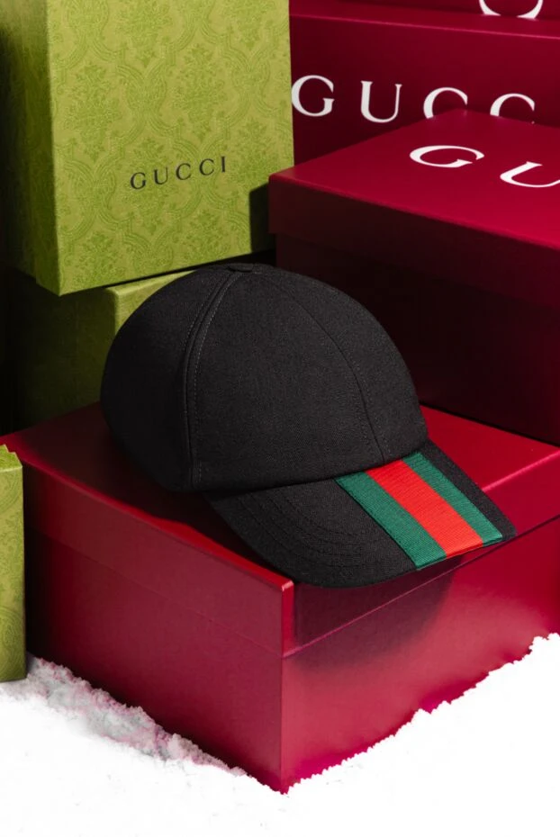 Gucci логотипі бар ерлерге арналған қара мақта қалпақ 185545 - фото 3