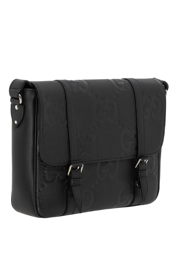 Gucci средняя сумка-мессенджер с орнаментом jumbo gg черная из кожи 185551 - фото 3