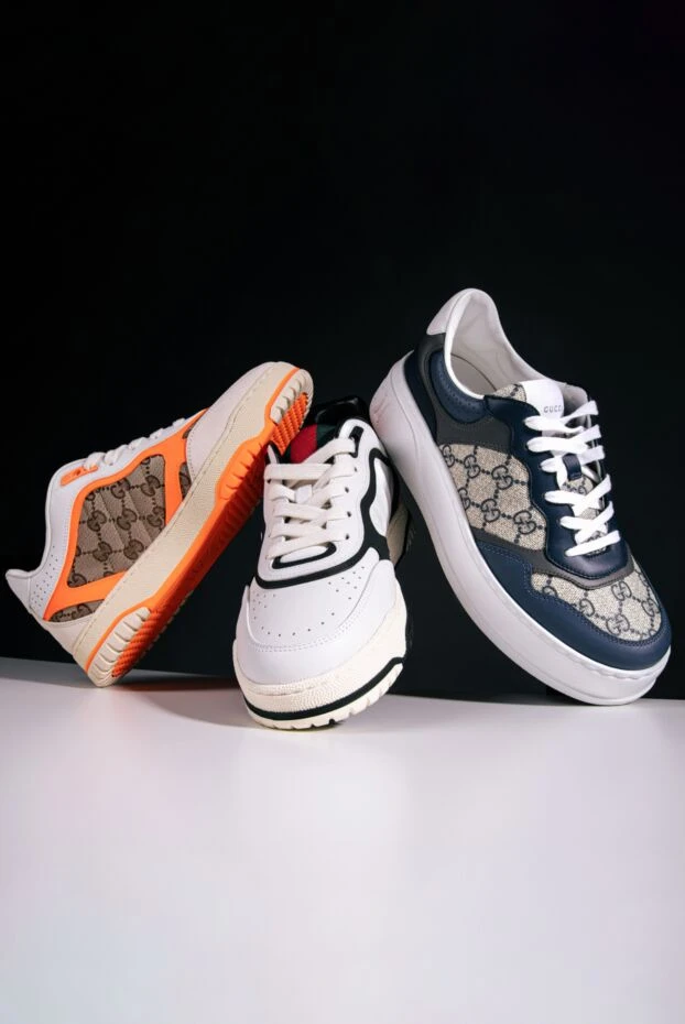 Gucci мужские кроссовки gucci re-web белые кожаные 185552 - фото 2