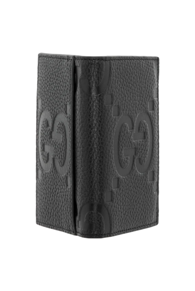 Gucci кожаная визитница черная с логотипом gg 185559 - фото 3