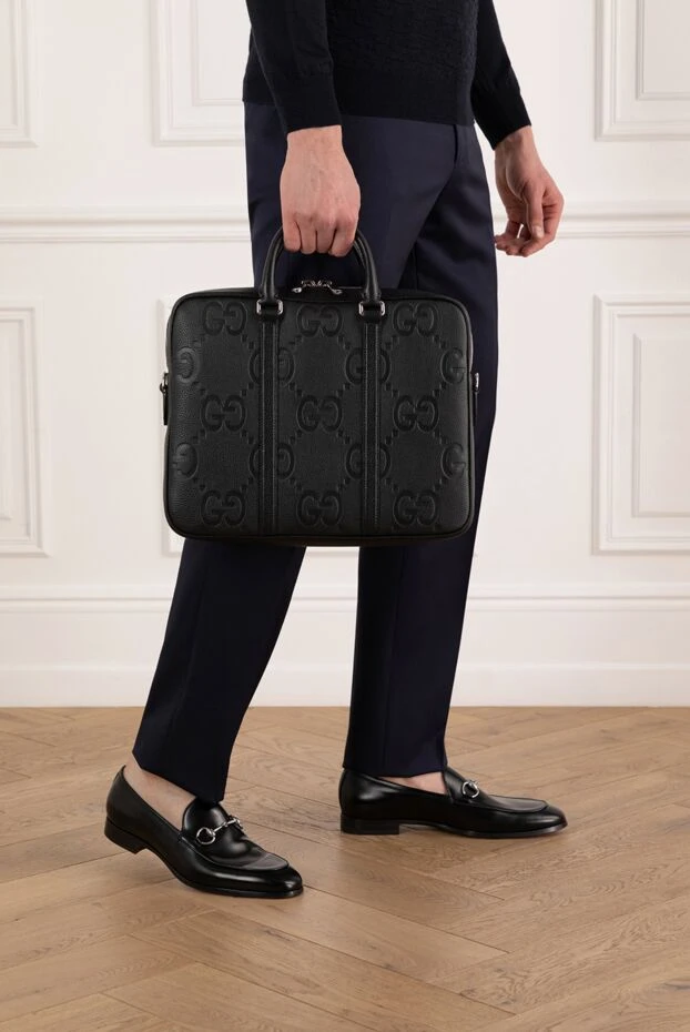 Gucci leather briefcase with laptop compartment, black 185563 - photo 2