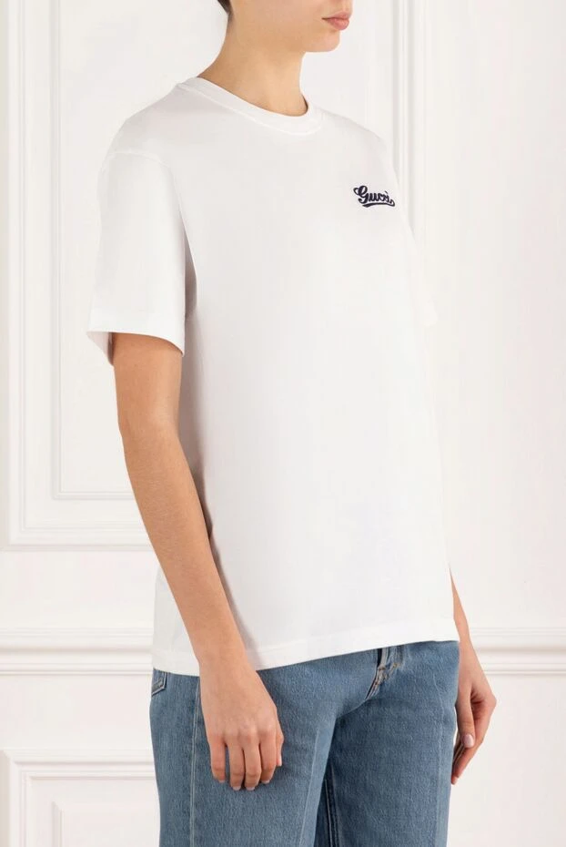 Gucci футболка хлопковая с логотипом белая женская 185566 - фото 3
