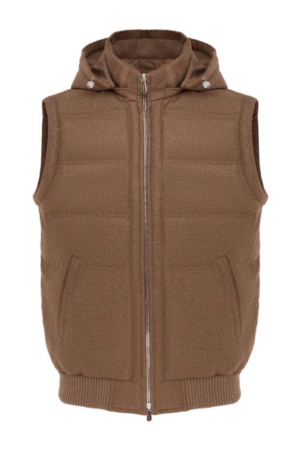 Enrico Mandelli brown men's cashmere vest with hood 185573 - photo 1