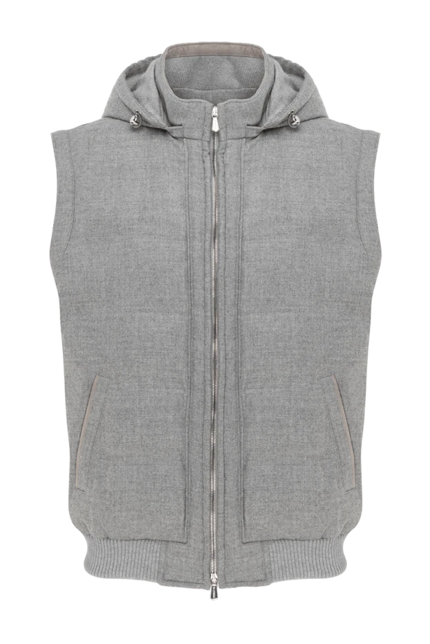 Кашемировый мужской жилет серый - фото 1