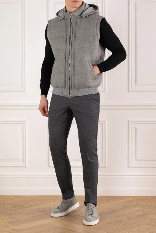 Enrico Mandelli кашемировый мужской жилет серый 185575 - фото 2