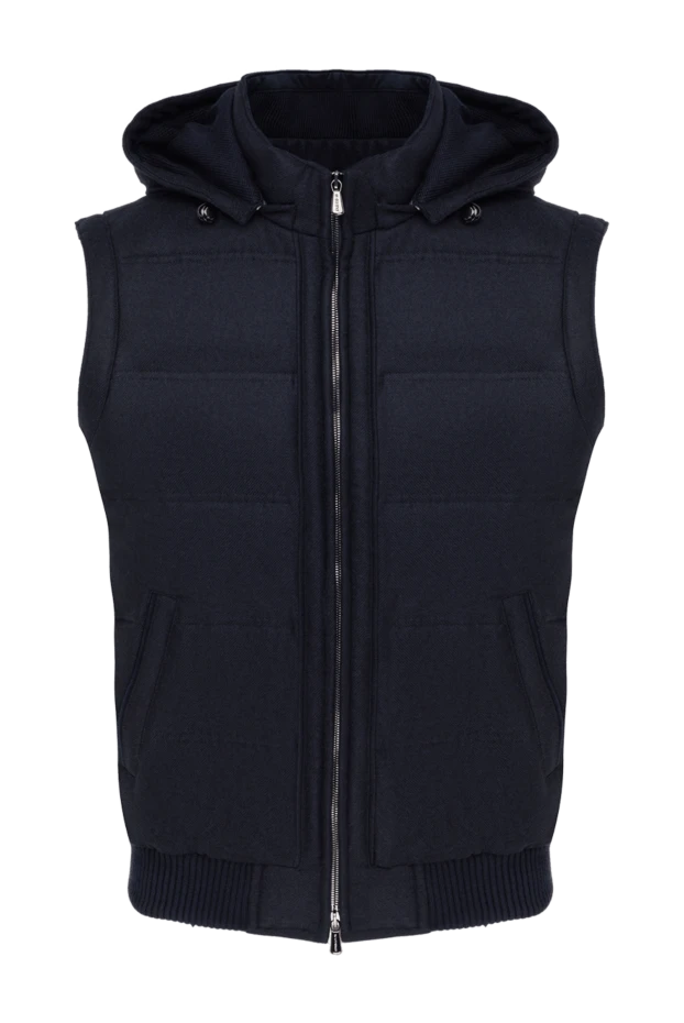 Синий кашемировый жилет мужской на молнии - фото 1