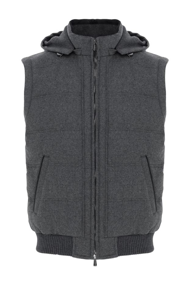 Cashmere dark grey vest with zip hood - photo 1