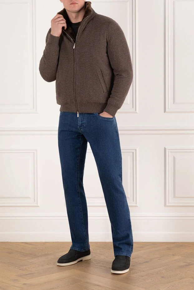 Кашемировая куртка на меху мужская коричневая - фото 2