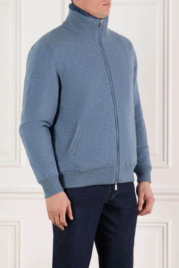 Svevo men's blue cashmere jacket with fur lining 185596 - photo 3