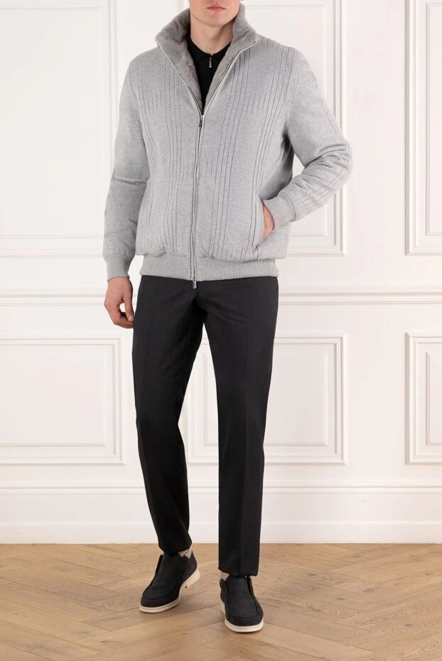 Svevo кашемировая куртка на меху мужская серая 185599 - фото 2