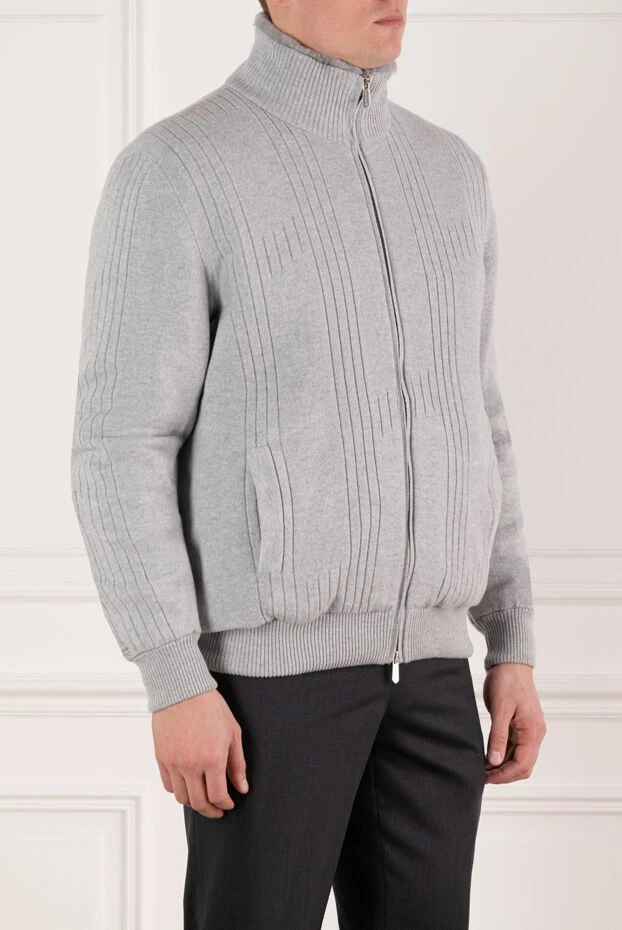 Svevo men's cashmere jacket with fur, gray 185599 - photo 3