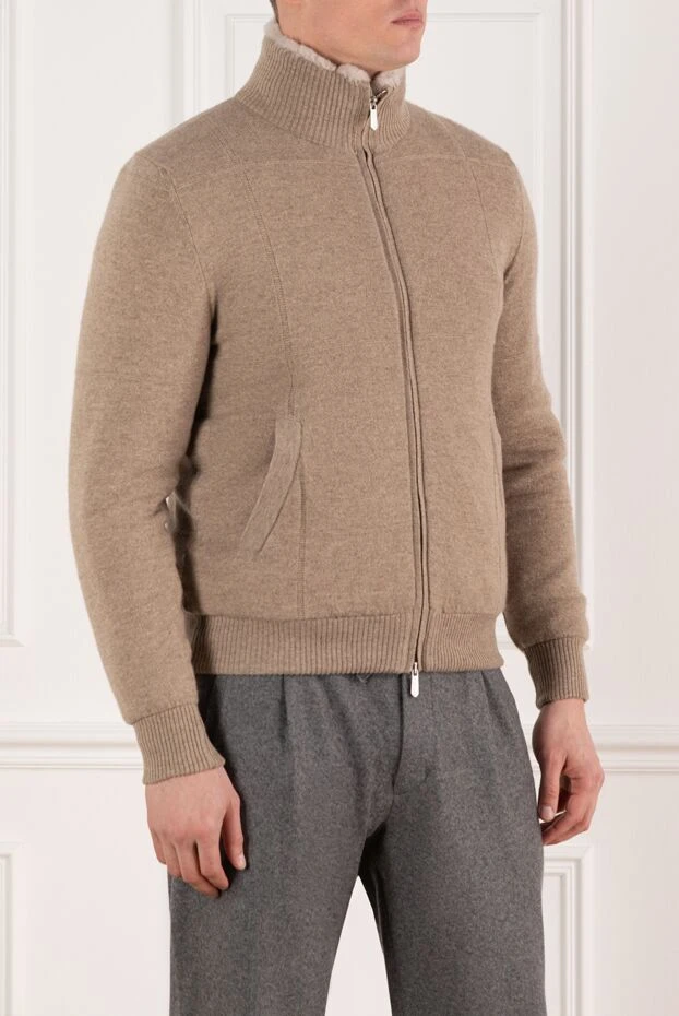 Svevo men's cashmere jacket with fur, beige 185600 - photo 3