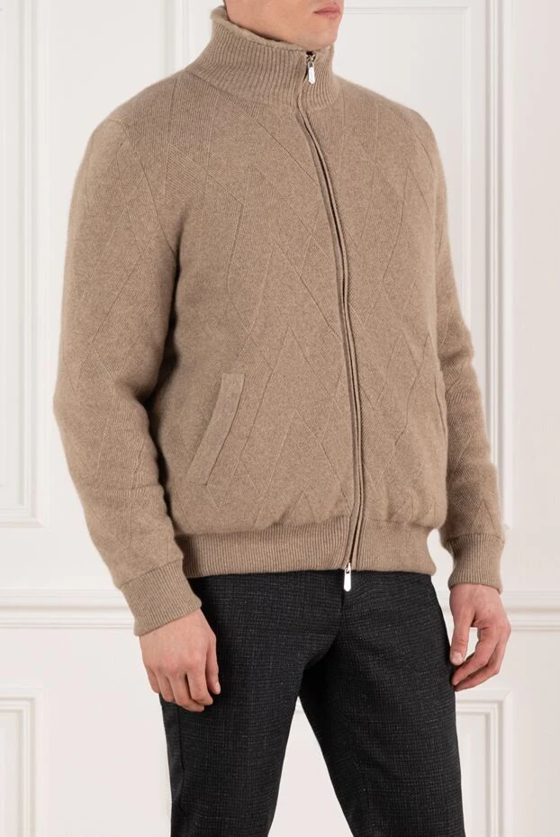 Svevo beige men's cashmere jacket with fur 185601 - photo 3