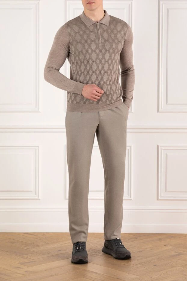 Zilli ұзын жеңді найзағайлы бежевый поло 185611 - фото 2