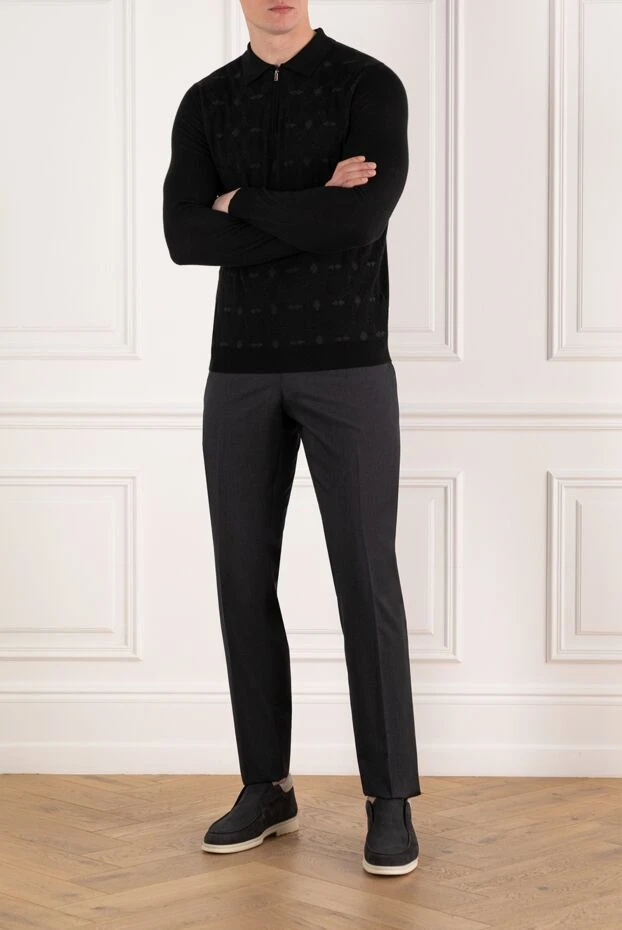 Zilli ерлерге арналған гауһар тасты ұзын жеңді поло 185612 - фото 2