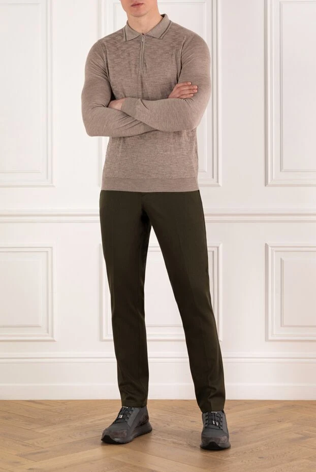 Zilli ұзын жеңді найзағайлы ерлер полосы, бежевый 185615 - фото 2