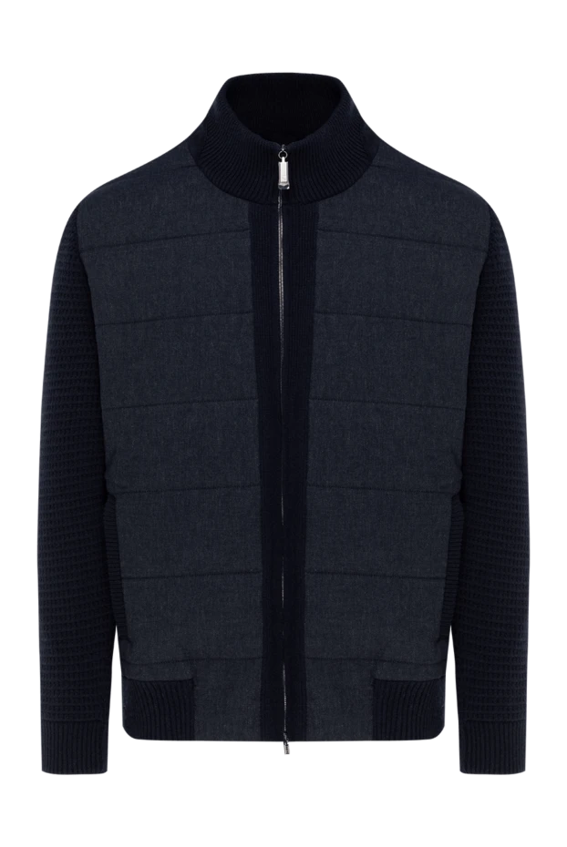 Men's blue cashmere bomber jacket - photo 1