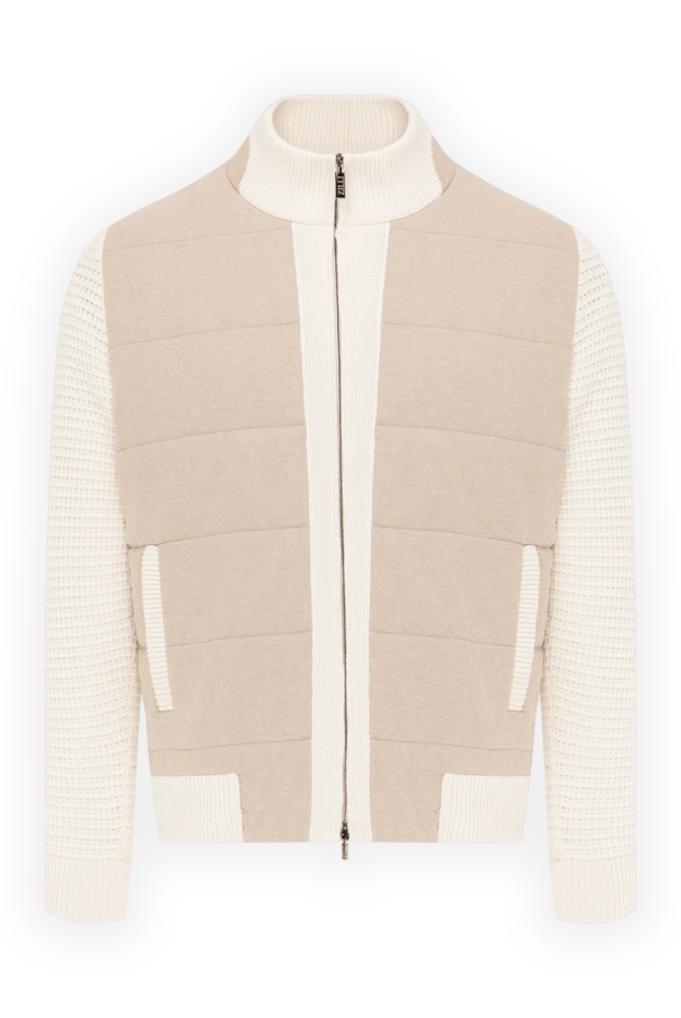 Кашемировая куртка бомбер бежевая мужская - фото 1