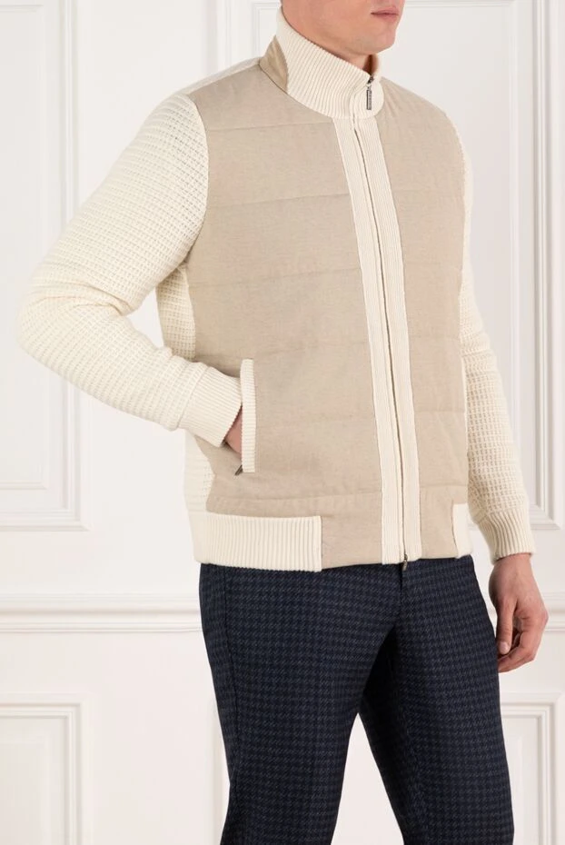 Zilli кашемировая куртка бомбер бежевая мужская 185618 - фото 3