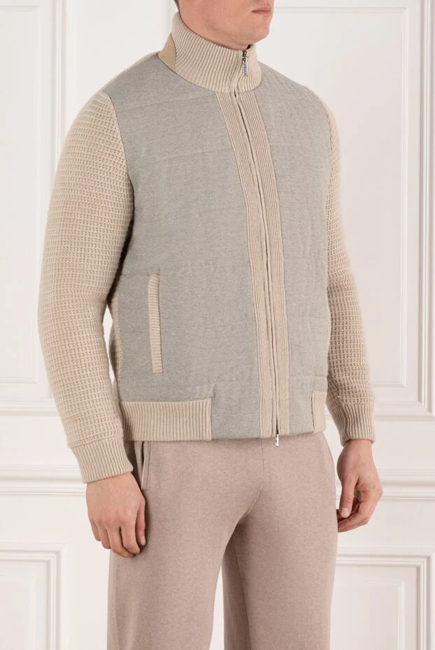 Zilli кашемировая куртка бомбер серая мужская 185619 - фото 3