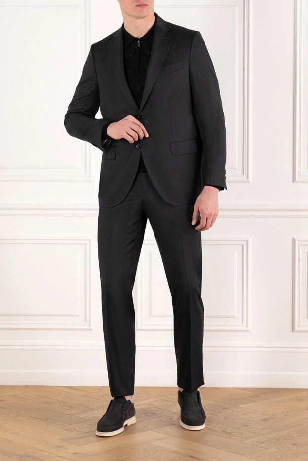 Sartoria Latorre мужской костюм классический серый из шерсти 185623 - фото 2