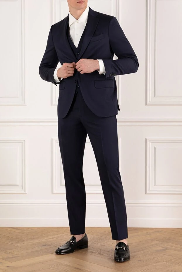 Sartoria Latorre мужской костюм классический синий из шерсти 185624 - фото 2