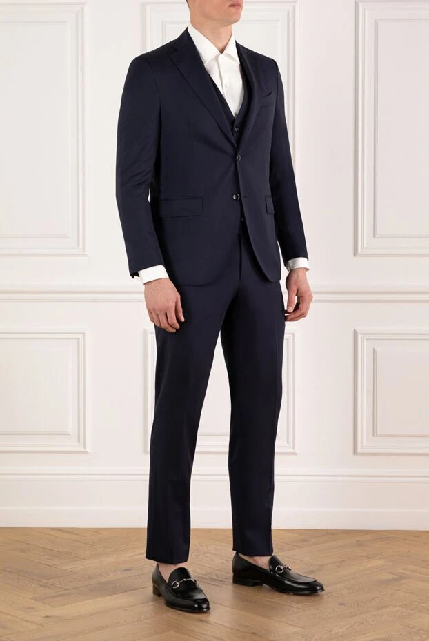 Sartoria Latorre мужской костюм классический синий из шерсти 185624 - фото 3