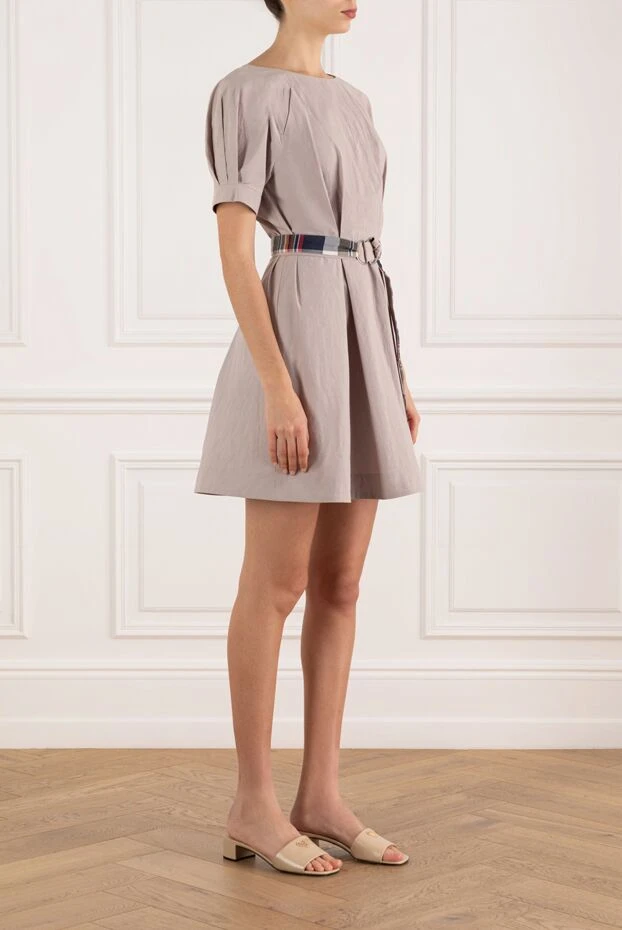 Re Vera хлопковое платье с короткими рукавами серое 185628 - фото 3