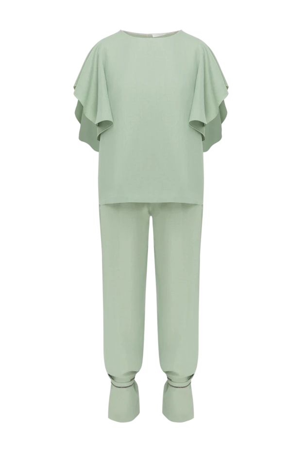 Women's suit with trousers green - photo 1