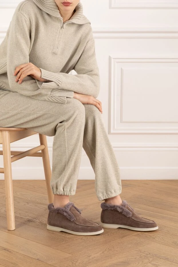 Fleur de Paris күдері қоңыр әйелдер түкті лоферлері 185642 - фото 2