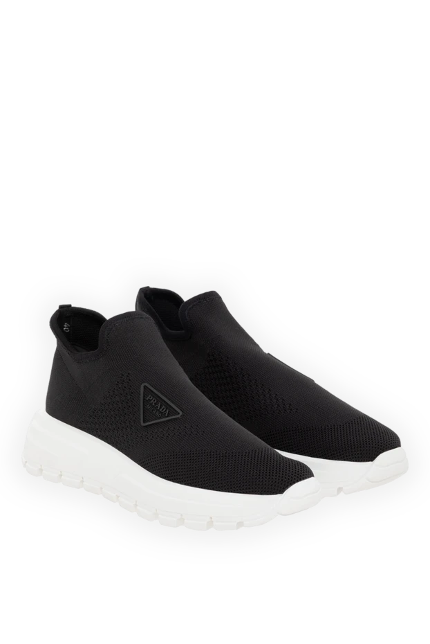 Prada кроссовки-носки из эластичного трикотажа женские черные 185652 - фото 3