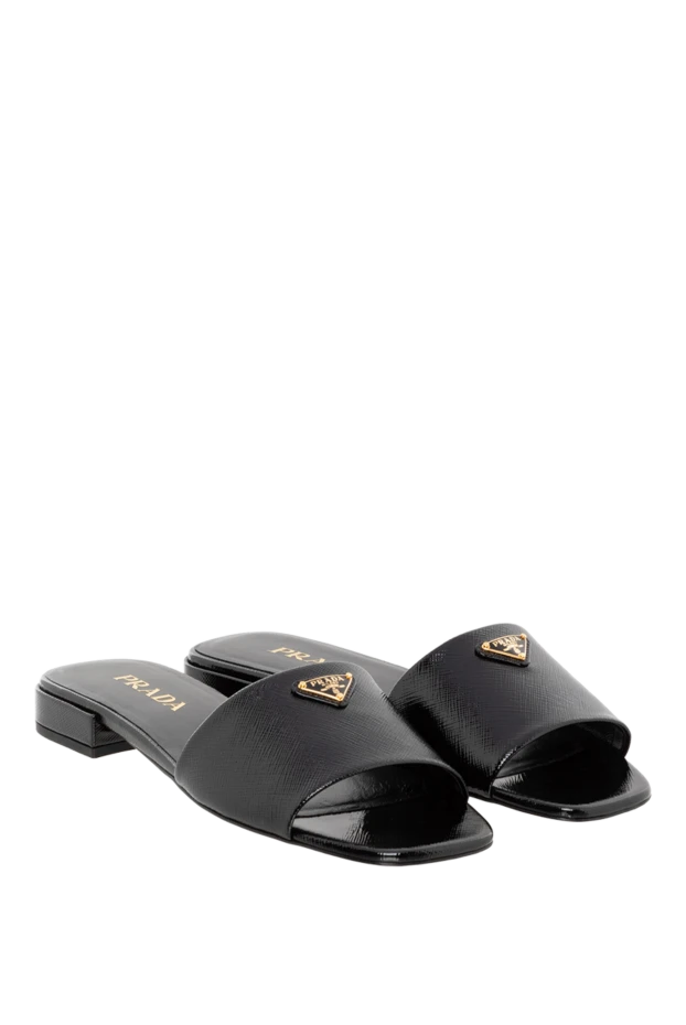 Prada черные босоножки женские из тисненной кожи 185658 - фото 3