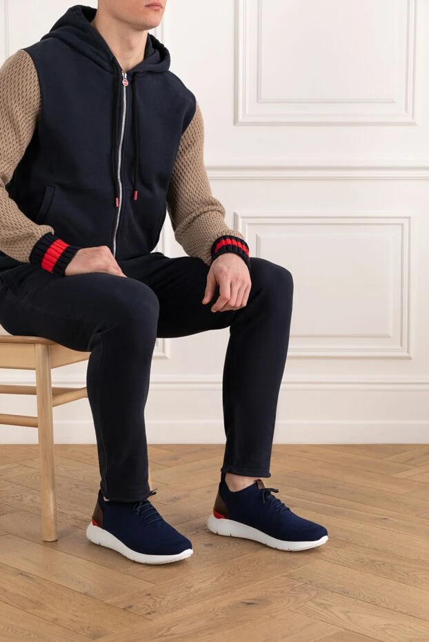 Isaia кроссовки мужские синие из хлопка 185660 - фото 3