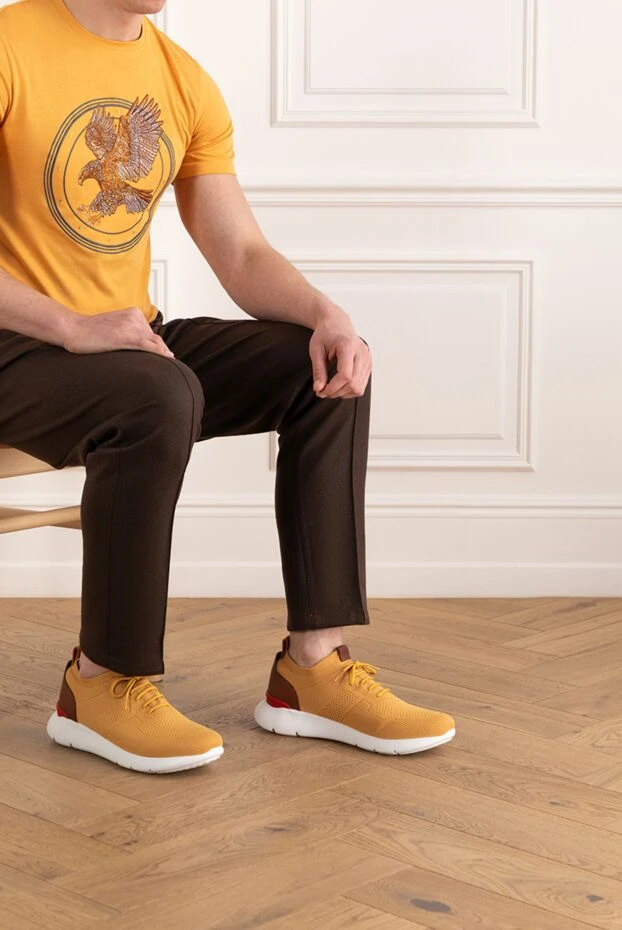 Isaia кроссовки мужские желтые из хлопка 185661 - фото 2