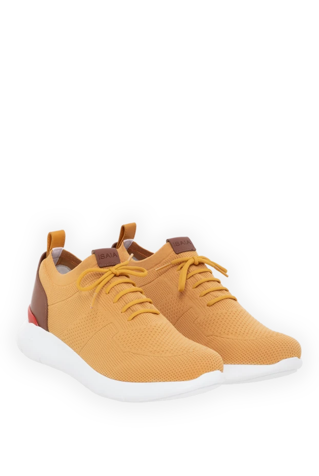 Isaia кроссовки мужские желтые из хлопка 185661 - фото 3