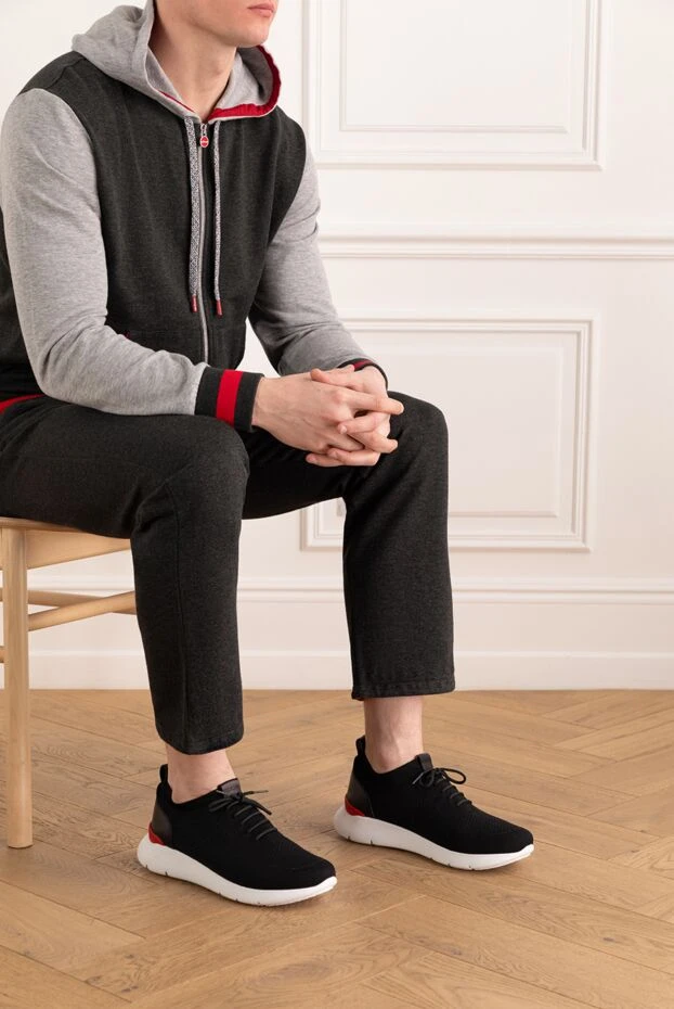 Isaia кроссовки мужские черные из хлопка 185663 - фото 2